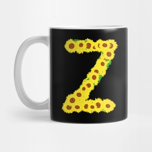 Sunflowers Initial Letter Z (Black Background) Mug